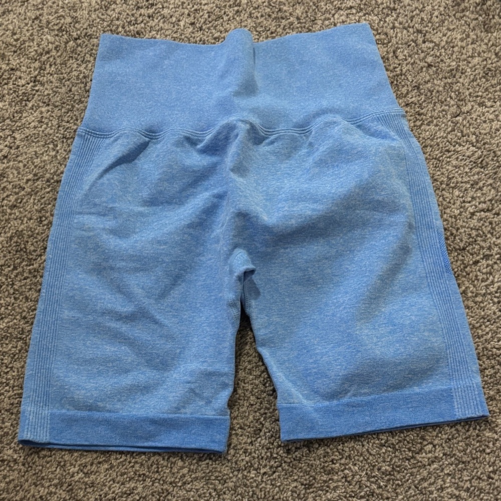 Blue High-Waisted Biker Shorts